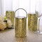 3 Metallic Gold 3x5 in Plastic LEDLANTERN LAMPS Flower Design Party Decorations
